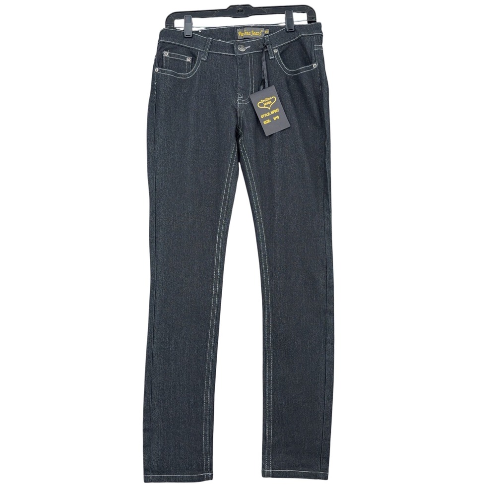 Paulina Jeans Slim Straight Womens 9/10 Ramie Cotton Dark Wash‎ NP007